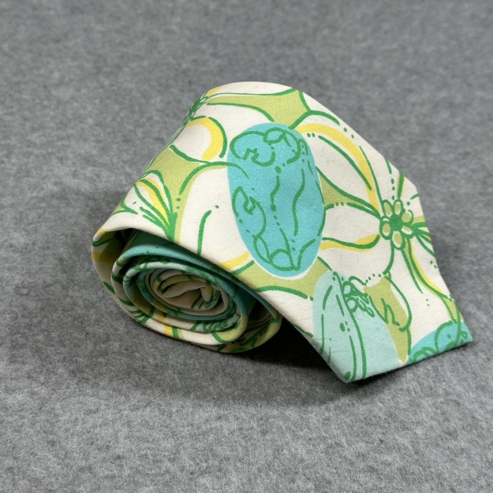 Lilly Pulitzer Mens Cotton Necktie Floral Crab Novelty Preppy Coastal Tie 55x3.5